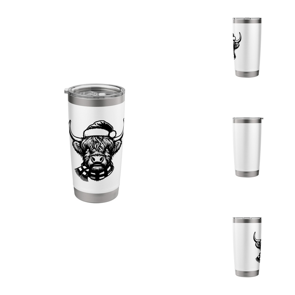 Scottish Christmas Highland Cow Hat Scarf Stainless Steel Insulated Tumbler