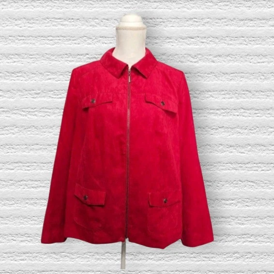 Conjunto de traje de 2 piezas para mujer 16W Studio Works blazer rojo y pantalones East 5th a rayas Foto 2 de 4