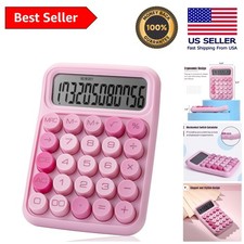 Compact 12-Digit LCD Calculator with Big Buttons in Chic Pink - Perfect Gift