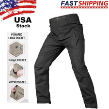 Mens Cargo Pants Tactical Waterproof Work Trousers Outdoor Hiking Combat Pants