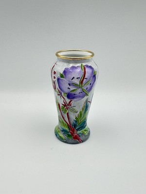 Moorcroft Emaille hohe Vase im Wiese Kranichschnabel Muster
