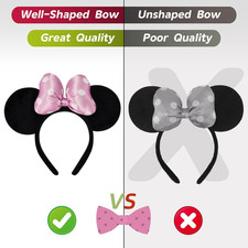Handmade Mouse Ears Headband for Women and Ladies, Polka Dot Bow Mini Ears Co...