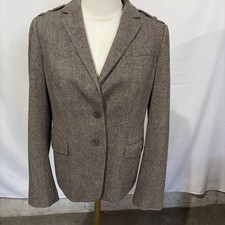 Ann Taylor Women s Brown Two Button Blazer Wool Blend W Stretch Lined Size 6P