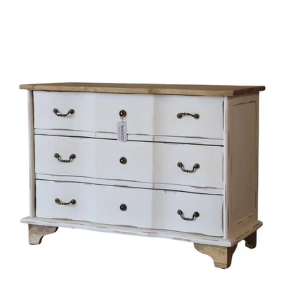 Kommode weiss massiv ARZANO Shabby Massivholz Schubladenkommode Antik Design - Bild 1 von 4