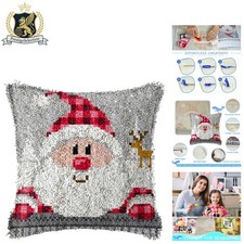 Christmas Latch Hook Kit - Create Your Own Santa Pillowcase - 17x17inch
