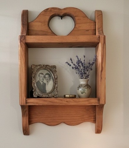 Vintage Rustic Pine Wall Shelf with Heart Cutout - Cottagecore ...