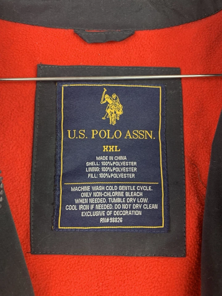 US Polo ASSN Harrington Jacket Mens XXL Navy Blue Full Zip Fleece Lined - Image 3 of 4