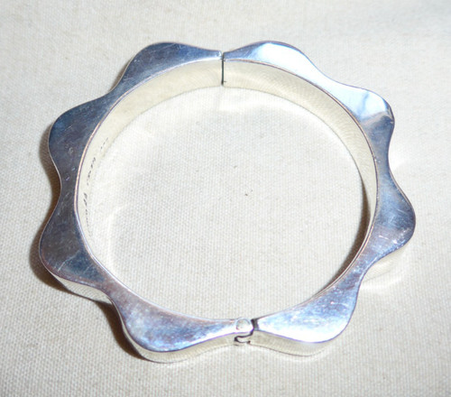 vtg Taxco Sterling Silver TS-79 two trees Cuff Bracelet modernist 7" 925 43g