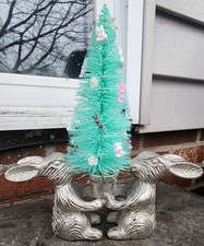 New Easter Tree In Metal Bunny Base. Lights Up W/ Timer. Home Decor.
