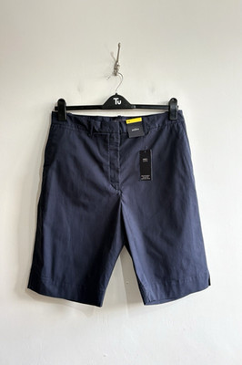 NWT Marks & Spencer Ladies Chino Shorts Size 16 Navy Blue Knee Length Smart