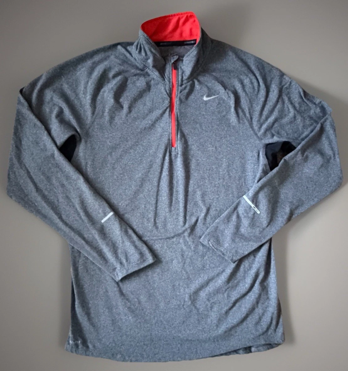 Nike Element Running Drifit 1/4 Quarter Zip Pullover Shirt Logo Gray Medium JBHS