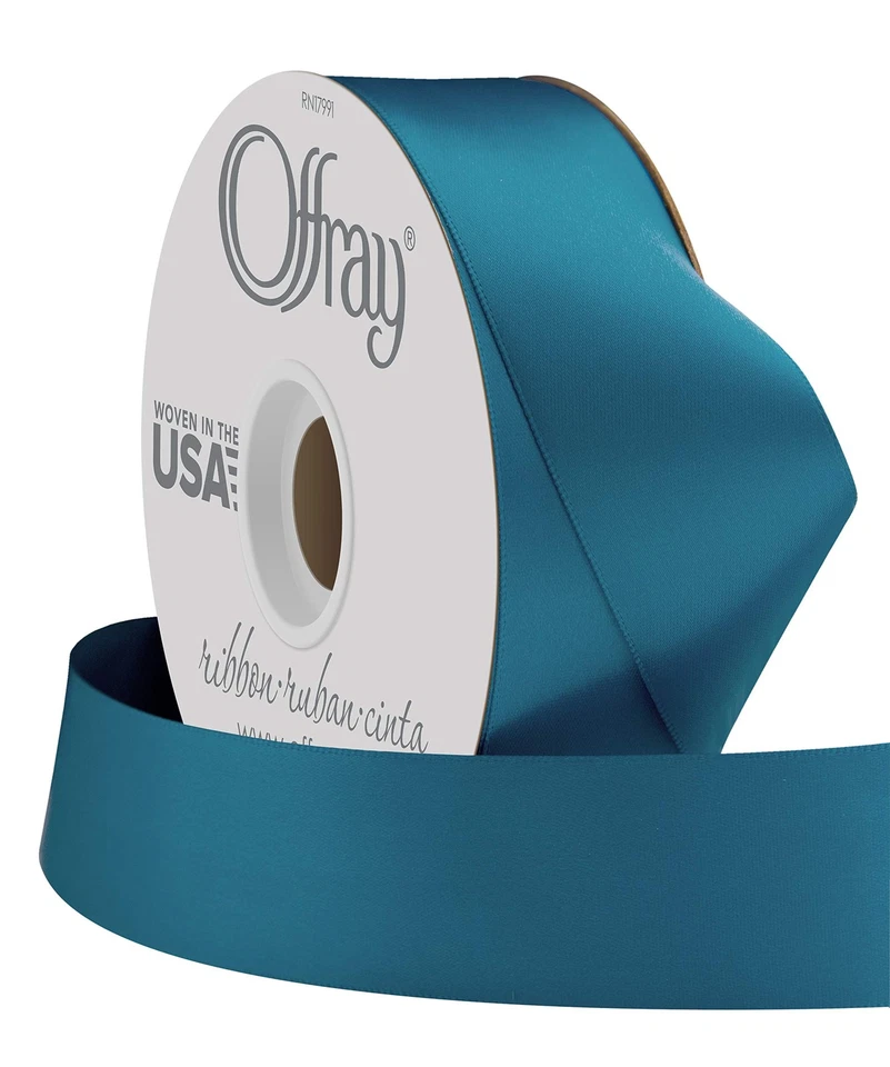 Fita de cetim dupla face azul-petróleo profundo 1,5 polegadas 50 jardas para artesanato e decoração - Imagem 2 de 3
