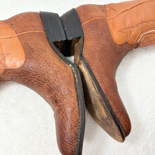 Stivali da cowboy vintage western in pelle marrone taglia 8,5 - Foto 7 di 14