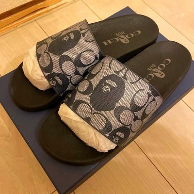 そ*と様 コーチ COACH ×エイプ BAPE コラボ サンダル スニーカー Men 9.0US A Bathing Ape Rare Shoes Bape Coach Collaboration