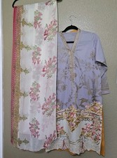 New Pakistani Kameez Shalwar Dupatta Cotton Lawn Pit to Pit 20 Inch Med