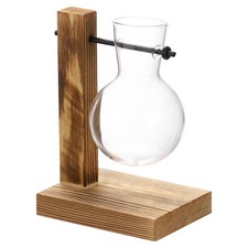 Single Heart Propagation Vases for Plants with Wooden Stand Wood Color