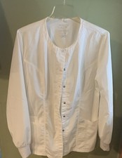 Cherokee Workwear Originals Snap Front Warm-Up Jacket White Medium