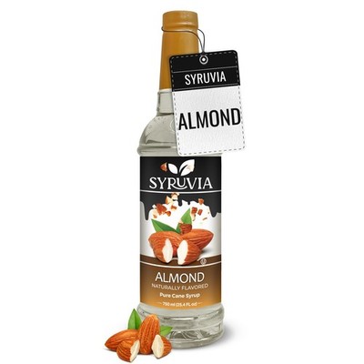 Syruvia Almond Syrup 25.4 fl oz, Kosher, Gluten-Free for Coffee, Desserts & More