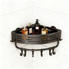 Rustproof Aluminum Corner Shower Caddy, Press-to-Install Triangle Shelf with ...