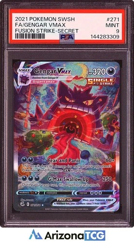 Pokemon 2021 Gengar VMAX 271/264 Alt Art Secret Rare Fusion Strike PSA 9