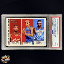 2003 Fleer Tradition LeBron James Carmelo Draft Day Gold Trio Rookie /375 PSA 9