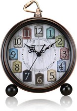5 Inch Classic Retro Alarm Clock, Non Ticking Silent Metal Vintage Antique Tabl