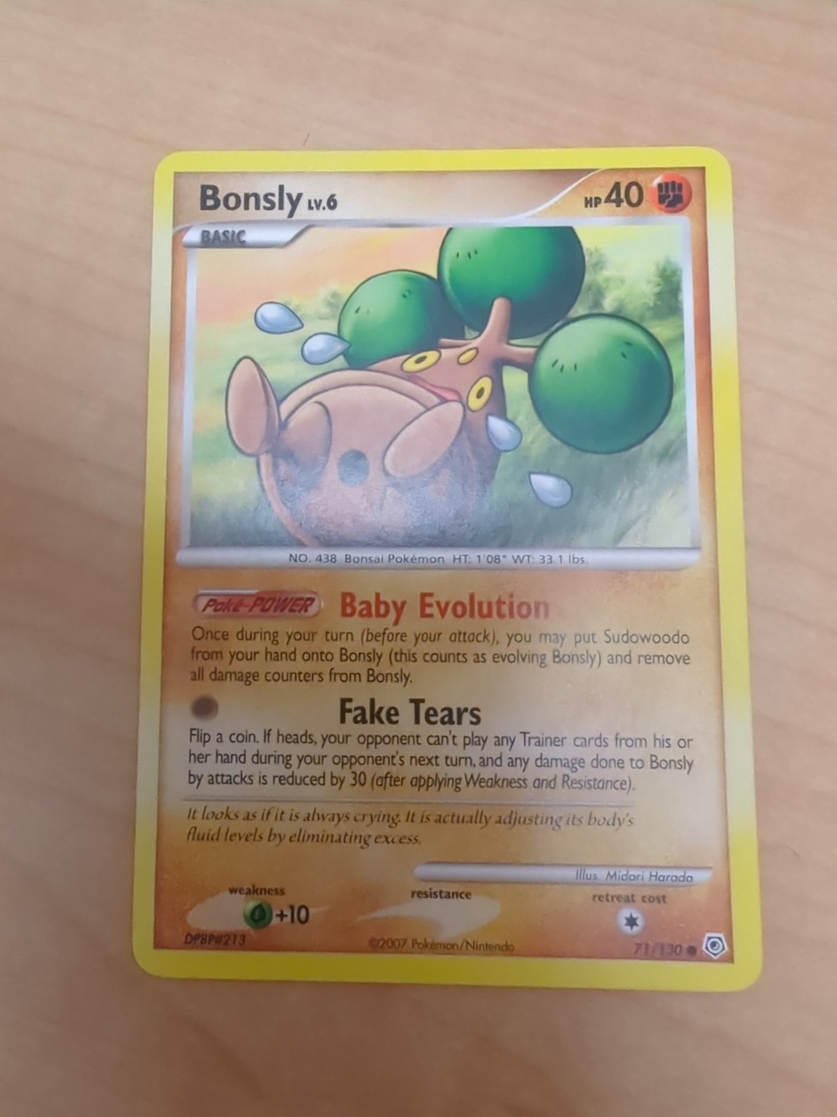 Pokemon Card - Bonsly Diamond and Pearl 71/130 Common Non Holo NM Near Mint TCG