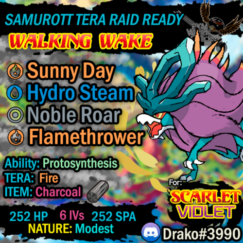 Walking Wake• 6 IV • Samurott Tera Raid • Pokemon Scarlet & Violet - Picture 1 of 4