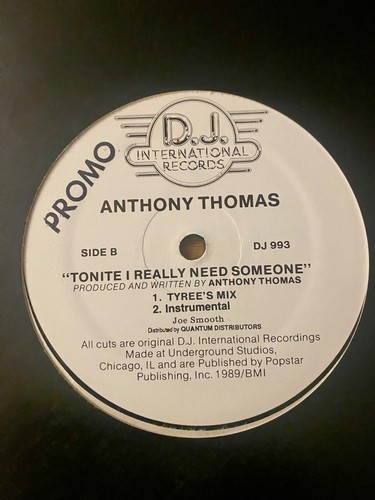Joe SMOOTH Inc. featuring Anthony Thomas Tonite I Really Need Someone Promo LP - Picture 3 of 6