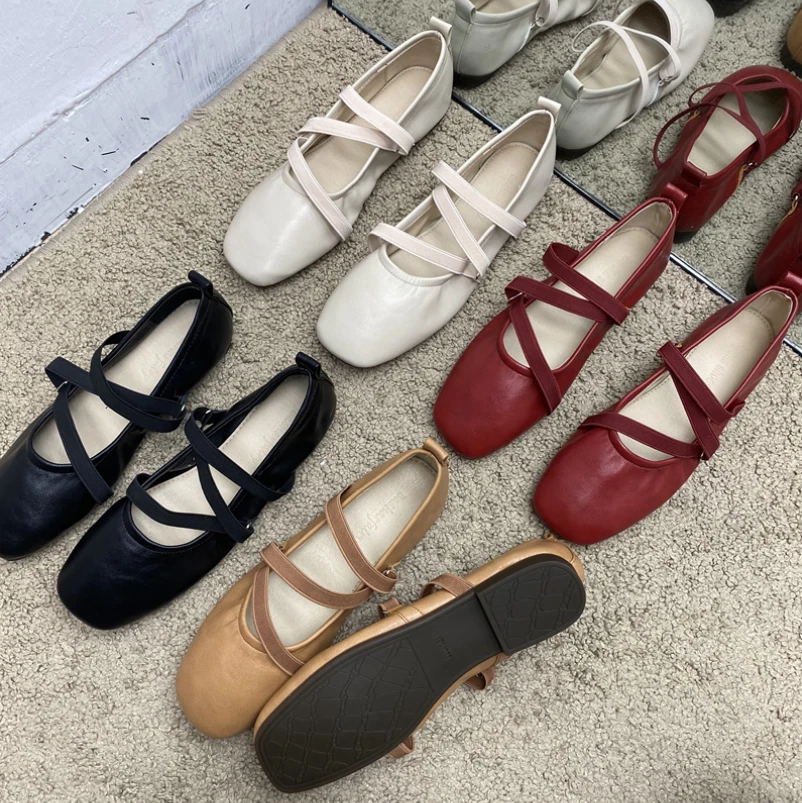 Womens Cross Strap Square Toe Mary Jane Pumps Slip on Casual