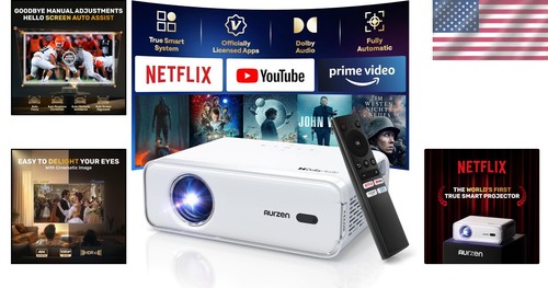 Portable EAZZE D1 Smart Projector - 1080P, WiFi, Dual 8W Speakers, Netflix-Ready - Picture 2 of 9