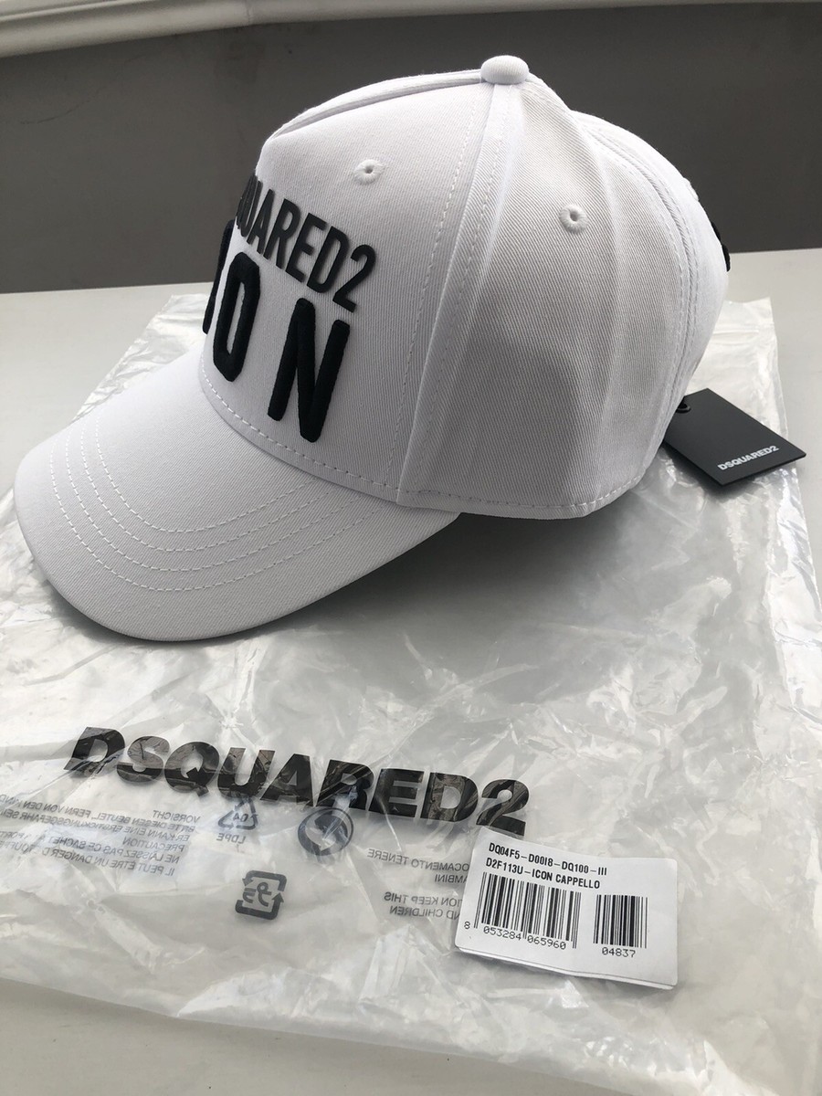 Dsquared2 Icon Designer White & Black Embroidered Baseball Cap