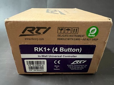 RTI RK1+ ( 4 Button ) In-Wall Universal 4 Button Keypad Controller *New in Box*