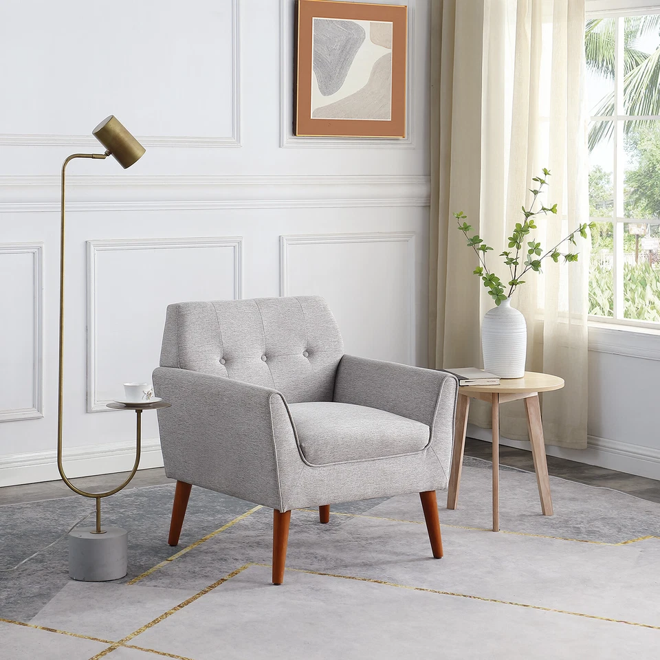 Silla de tela acento sofá individual cómodo moderno tapizado sillón sala de estar Foto 4 de 4