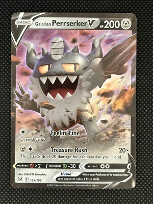 Galarian Perrserker V - 129/196 Ultra Rare Lost Origin NM Pokemon TCG E