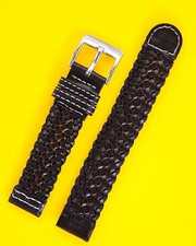 Ecclissi 18mm x 18mm Black Leather Weave Strap original Buckle 23290 463249
