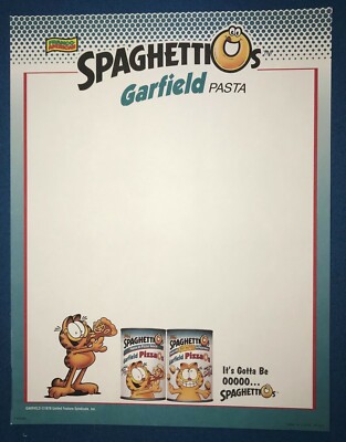 Vintage 1992 Spaghettio's Franco American Garfield PizzaO's SALESMAN ONLY