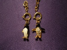 Joan Rivers Noah's Ark Enamel & Gold Tone Penguins Bracelet Charm Trinkets