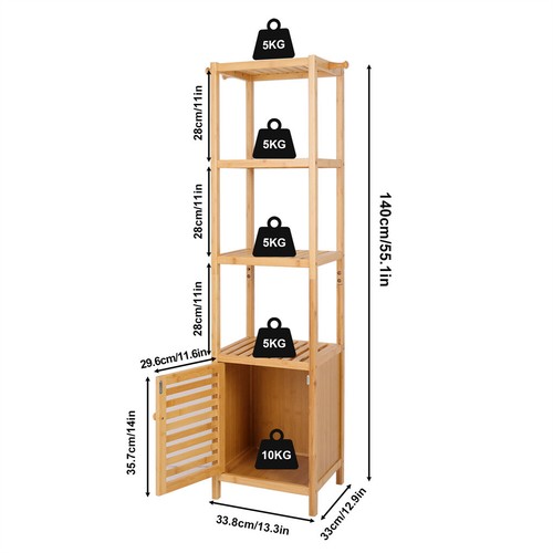 Bamboo Kitchen Cupboard Storage Cabinet Pantry Wardrobe Shelf Bathroom Organizer - Picture 18 of 20