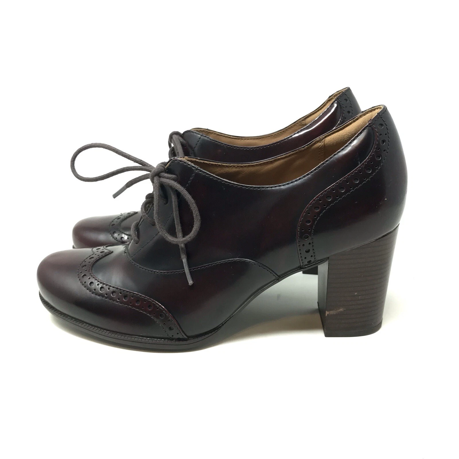 Stivaletti Clarks Artisan Ciera Brine taglia 9 5 M vittoriani bordeaux Oxford tacco
