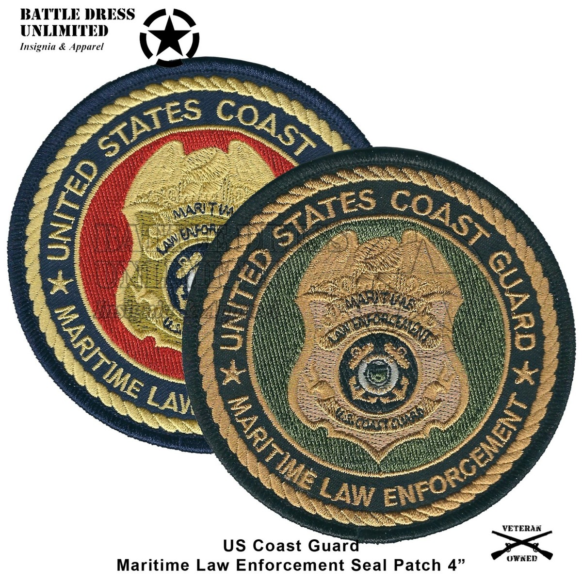 US Coast Guard Maritime Law Enforcement Patch (MP Badge Military 
