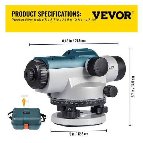 VEVOR Nivel Óptico Automático 26X Nivel Óptico Impermeable 40mm con Compensador - Imagen 7 de 12