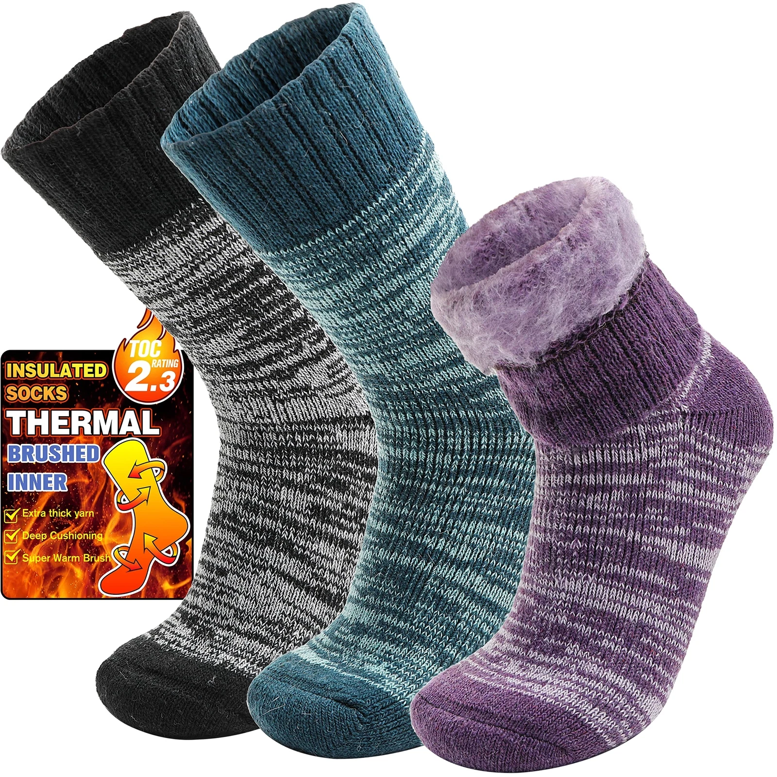 Heated Thermal Socks for Women & Men Winter Warm Ski Thick Boot Insulated Gif...