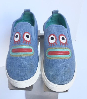 STELLA MCCARTNEY LEO MONSTER Blue Denim Slip-Ons Shoes Sneakers US Kids Size 3