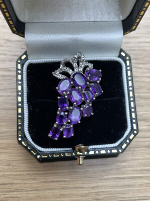 Schöner Sterling Silber Anhänger Amethyst Traubenbündel