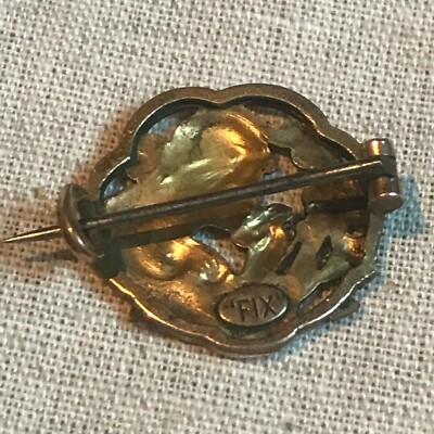 Broche Art Nouveau Signée FIX, Artiste E. DROPSY - Métal Doré, Vintage, Occasion