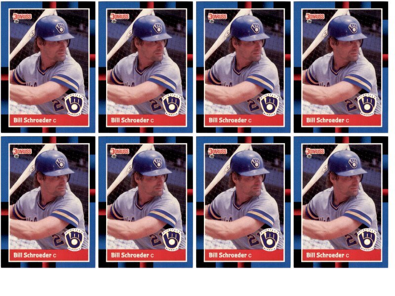 (8) 1988 Donruss #419 Bill Schroeder Milwaukee Brewers Card Lot