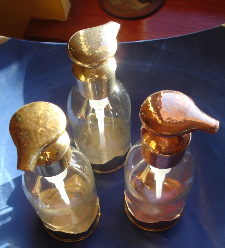 Moroccan hand hammered BRASS and glass fluid soap pump dispenser H16 cm 200 ml eBay