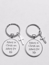 Best Friend Keychain Set Sisters In Christ Cross Gift Christian Friendship