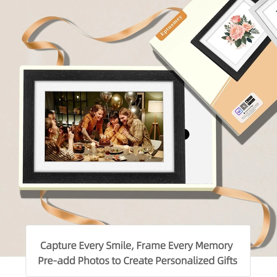 Digital Photo Frame Oak Wood: 32GB Memory 1280x800 HD Touch Screen Digital... - Image 2 of 4